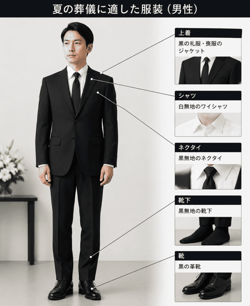 夏の葬儀に適した服装（男性）